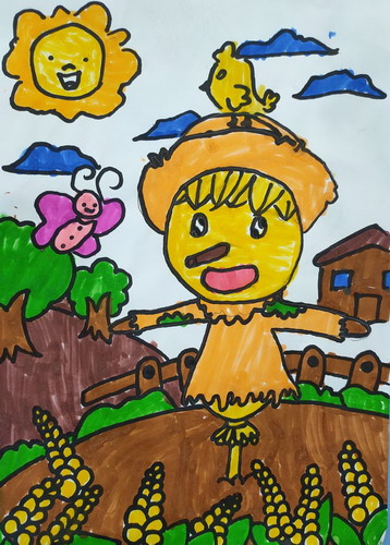 稻草人画画简单