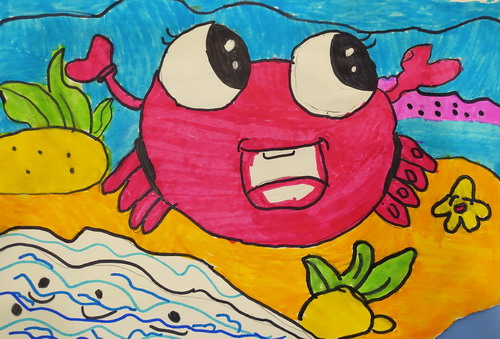 小螃蟹儿童绘画一等奖