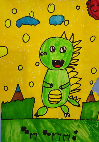小恐龙创意画一等奖