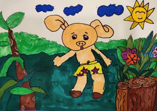 快乐小猪儿童画创意