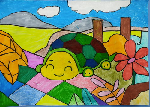 可爱的小乌龟儿童画