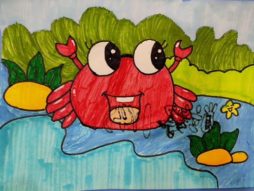 螃蟹儿童画一等奖