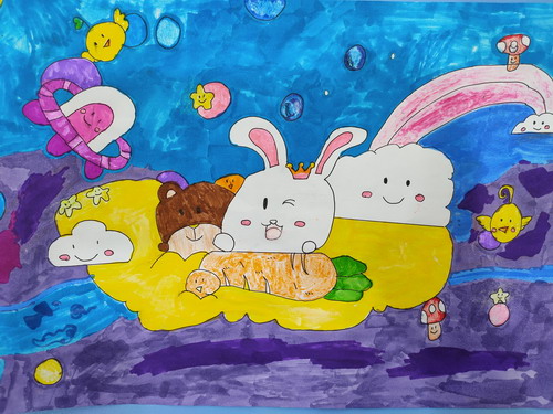 快乐的小兔子手绘画简单好看