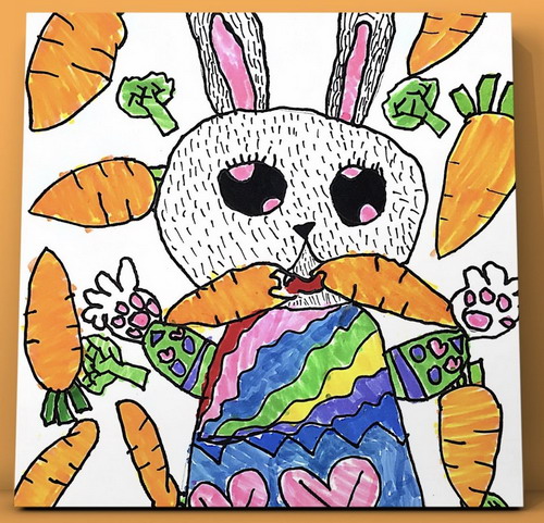 兔子爱打扮手绘画图片