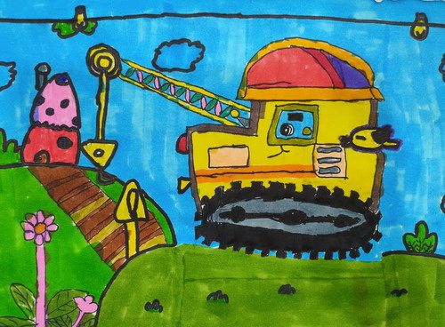 小吊车手绘画获奖