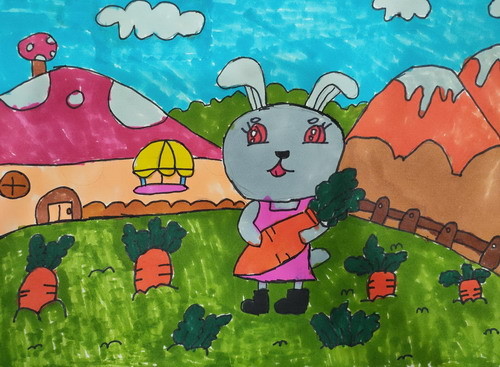 可爱的小兔子儿童画图片