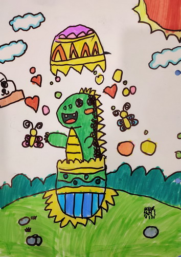 小恐龙儿童画一等奖