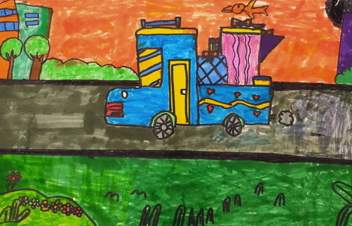 小汽车儿童画图片