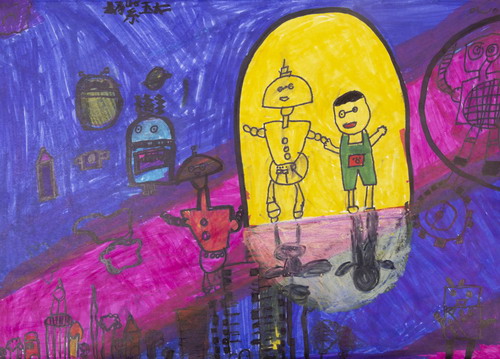 未来机器人儿童画一等奖