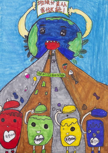 垃圾分类画简单又漂亮