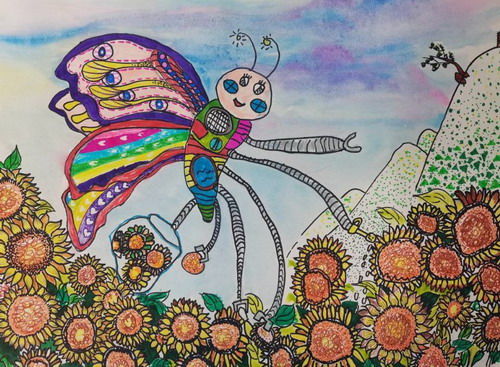 采蜜绘画一等奖