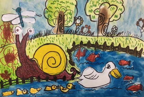 春天的公园画画作品