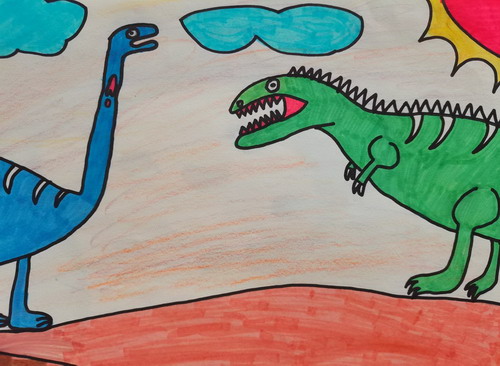恐龙世界儿童绘画简单