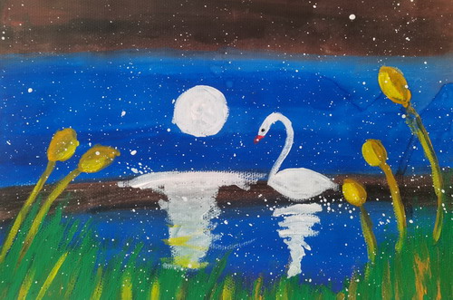 天鹅手绘画一等奖