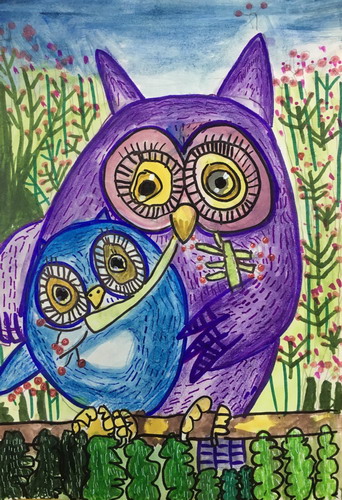 猫头鹰绘画获奖作品