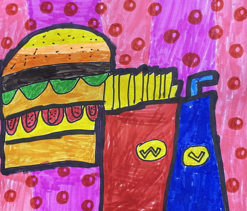 美味的汉堡绘画一等奖