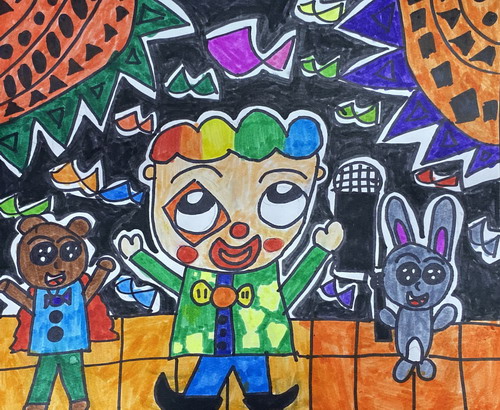 疯狂马戏团手绘画图片