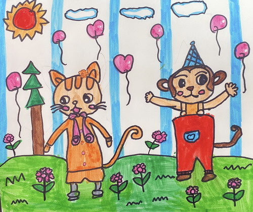 友谊万岁手绘图片