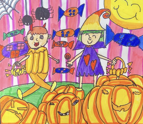 奇妙的万圣节儿童绘画简单