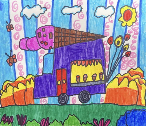 冰激凌汽车画画好看