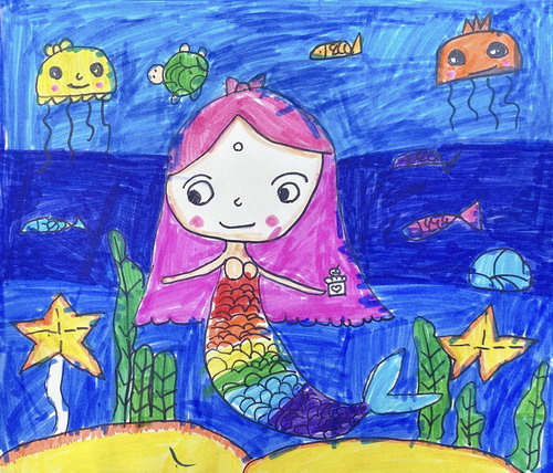 快乐的美人鱼绘画一等奖