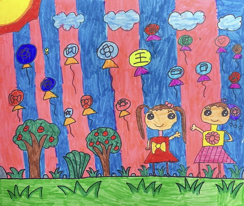 快乐春游画画简单