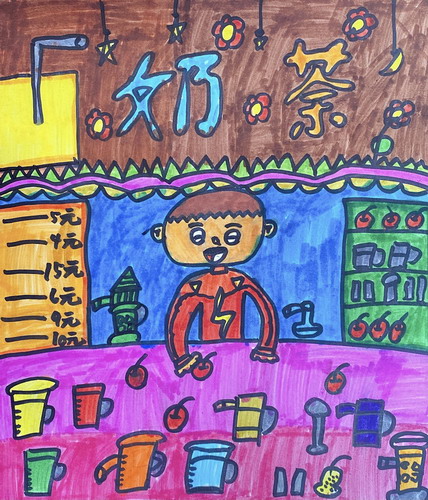 奶茶店绘画图片