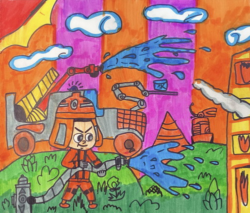 消防员儿童画图片