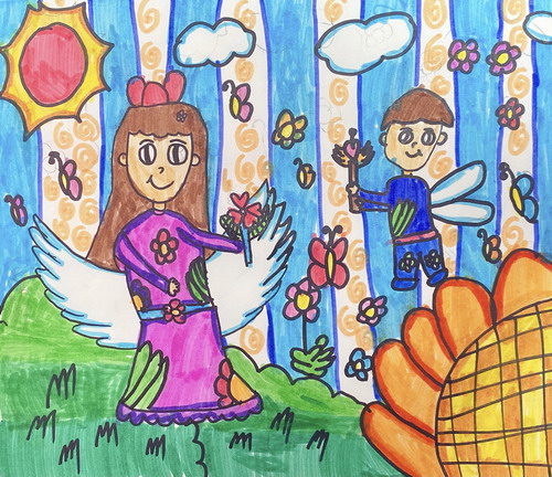 花丛精灵手绘画