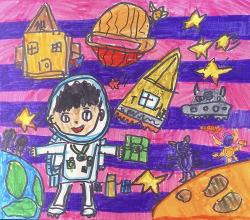 太空快递创意画一等奖