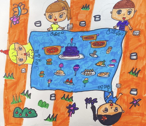 快乐野餐儿童绘画一等奖