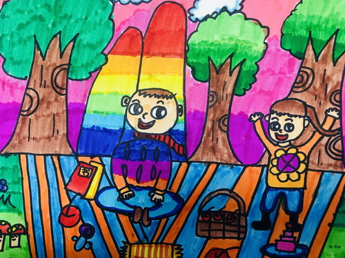 休闲时光儿童画创意