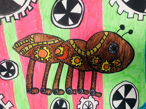 机械蚂蚁创意画一等奖