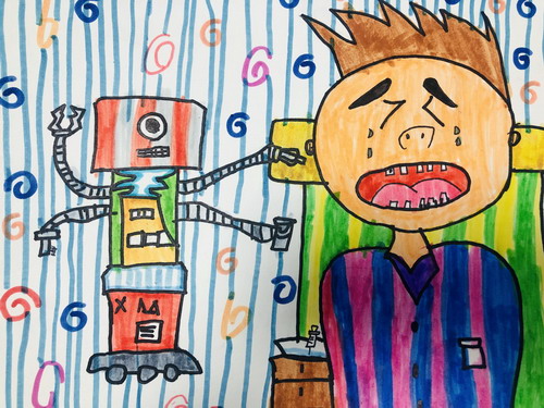 机器人拔牙机画简单好看