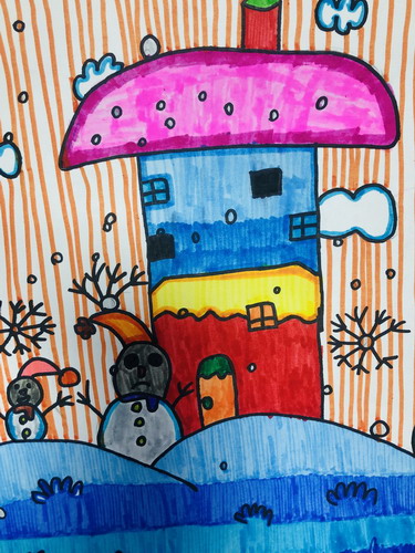 雪中风景绘画漂亮