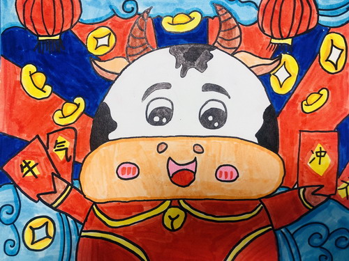 金牛送福画简单又漂亮