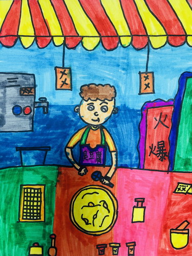 小吃摊画画简单