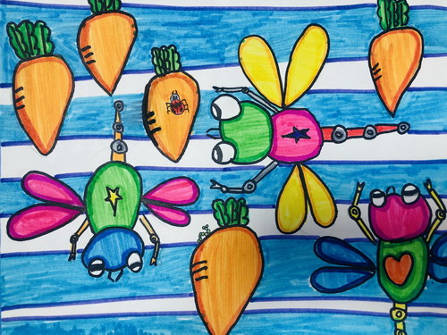 蜻蜓捕虫器绘画作品