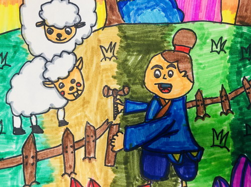 亡羊补牢儿童画