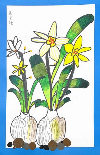 “凌波仙子”水仙花创意画简单好看