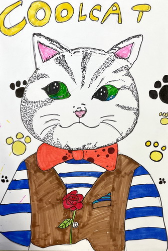 酷酷的猫咪手绘画