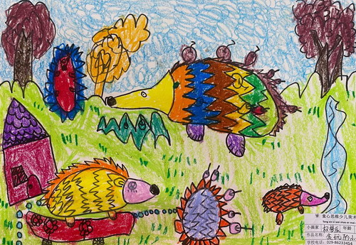 贪玩的小刺猬绘画图片