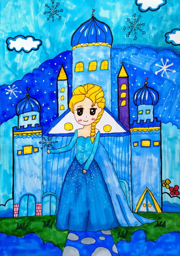 艾莎公主儿童画图片