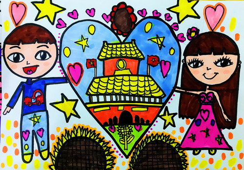 我爱祖国儿童画创意