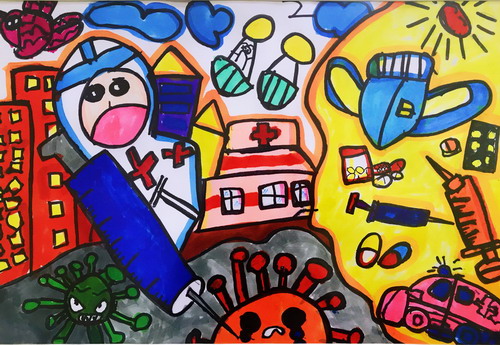 抗疫战士画简单又漂亮