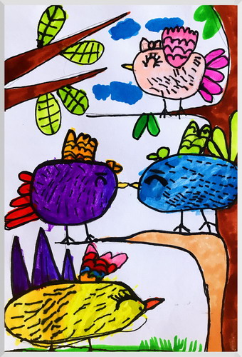 树上的小鸟画画简单