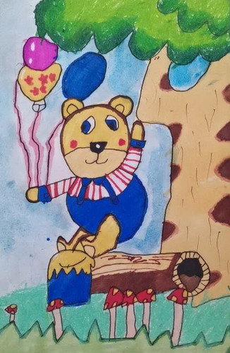 小熊打蜜儿童画获奖