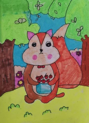 小松鼠创意画一等奖
