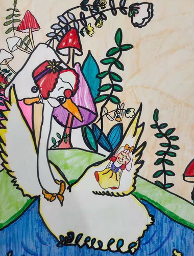 天鹅儿童绘画简单