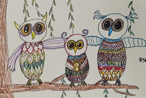猫头鹰儿童绘画获奖